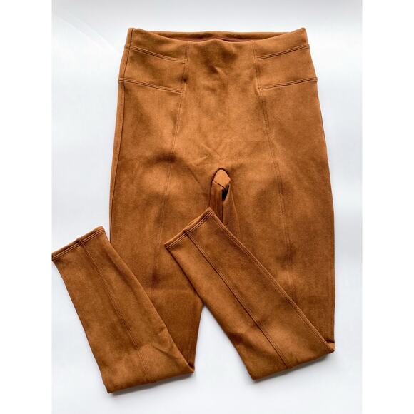 NWOT Spanx Brown Faux Suede Leggings Size Medium - Picture 1 of 7